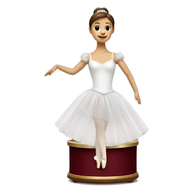 burgundy music box with white ballerina standing back sticker