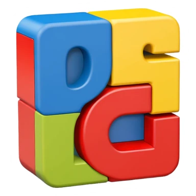 3D letter blocks, similar to alphabet blocks, to create a more dynamic and modern look. with the letter G sticker