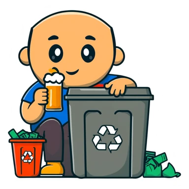Armenian man drinking beer while sitting in a trash can sticker