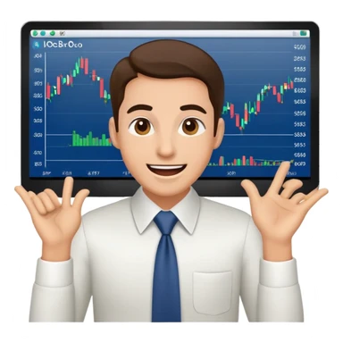 risky stock trader with excited expression, color #0BD794 sticker