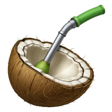 Coconut ith open and with pipe, outside the coconut should be green like raw sticker