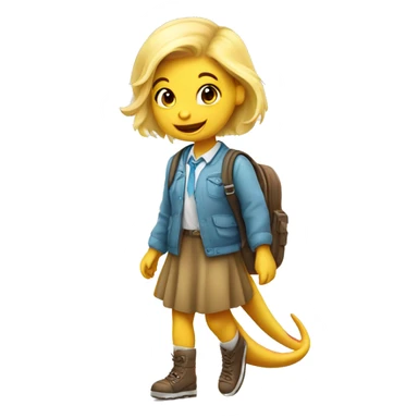 Cute blonde dinosaur going to school sticker