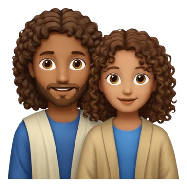 Jesus y una niña morena y crespa  sticker