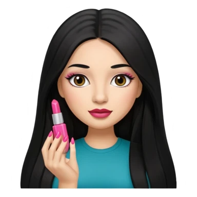 latina girl with straight long hair thats black memoji with nail no lipstick thats a baddie with lashes sticker
