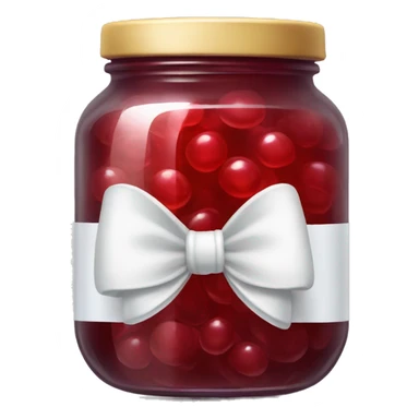 Jar of red jelly with a white bow on it  sticker
