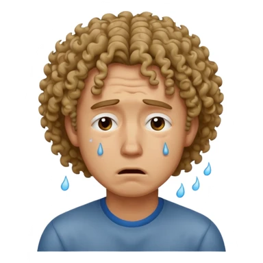 man crying with curly hair sticker