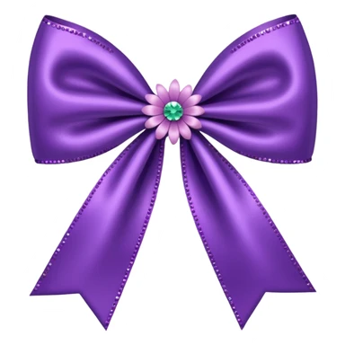 purple flower bow with glitter sticker
