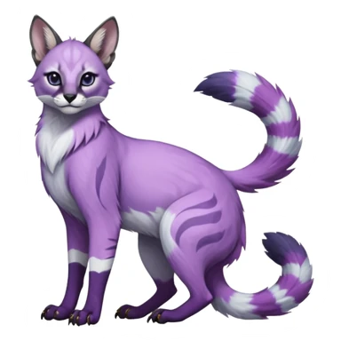 Colorful dark tropical pastel-lilac-lavender-violet pastel white glorious divine exotic cute cool beautiful shiny beautiful fantasy-caracal-civet-genet-sergal-vernid-Gryphon-Cacomistle-Trico-oncilla-animal-Fakémon-hybrid-fursona (full body) sticker