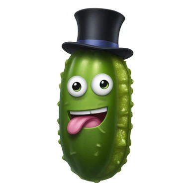 pickle with mega muscles wearing a top hat  sticker