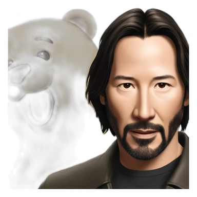 Keanu Reeves with a bear sticker