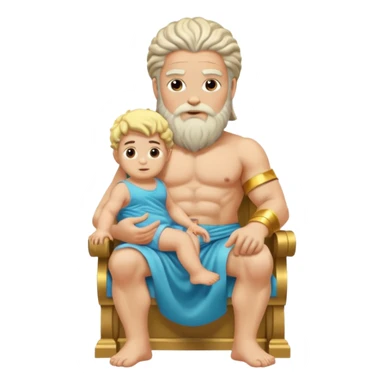 zeus with toddler sitting on thigh sticker