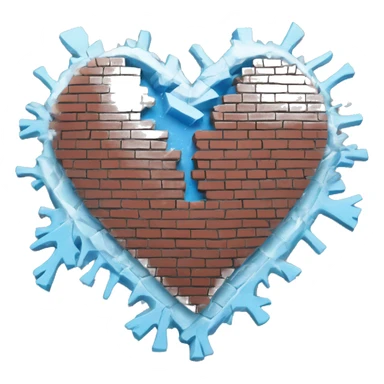 Broken blue frozen heart with bricks around it sticker