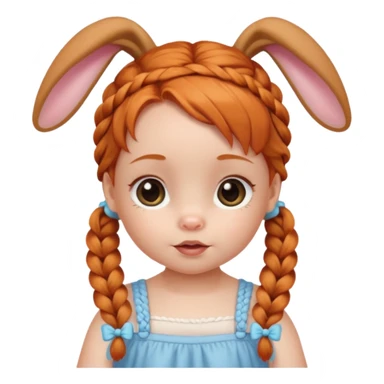 bunny ear accessory wearing baby ginger braided hair sticker