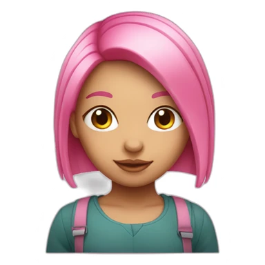 Cute white Brazilian girl with straight pink hair sticker