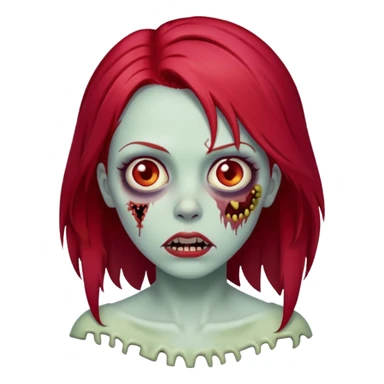 Zombie emoji woman with cherry red hair sticker