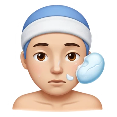 Face with one swollen cheek with ice pack applied to it sticker