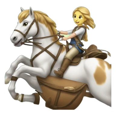 Cat ride on horse  sticker