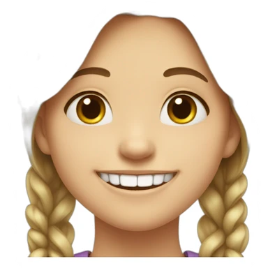 Girl with braces on her teeth smiling with chubby cheeks. sticker