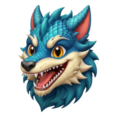 Create an emoji of a dragon wolf hybrid with a condescending laugh  sticker