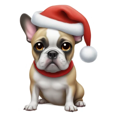 French bulldog wearing a Santa hat sticker