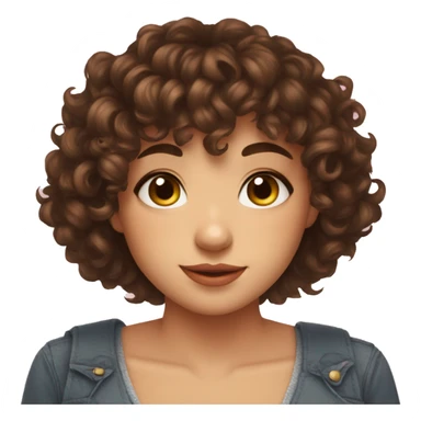 a girl feeling cuteness overload she has short curly hair with bangs and brown eyes sticker