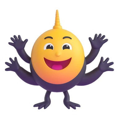 clean modern cyclone emoji with gentle happy cartoon eyes, black limbs, welcoming expression, slick professional style, logo-ready sticker