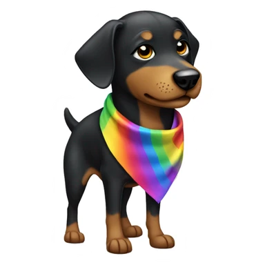 black mongrel dog with rainbow bandana  sticker