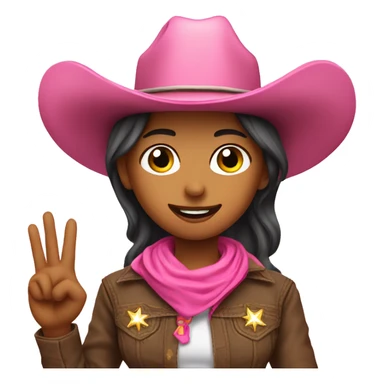 Pink cowboy girl make ok sign with raised had sticker