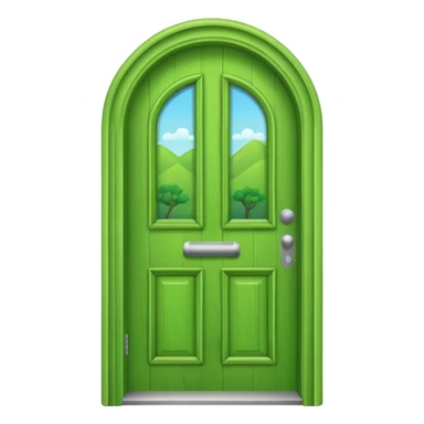 A simple green door emoji in the style of Apple emoji with a handle and a window and a different color. sticker