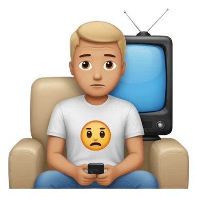 bored man watching television sticker
