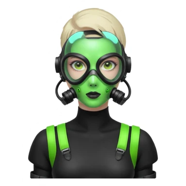 cyberpunk gasmask girl programmer buzzcut hair sticker