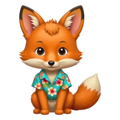 baby fox with aloha shirt sticker