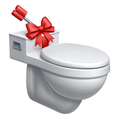 toilettes, avec un noeud rouge de papier cadeau sur la cuvette sticker