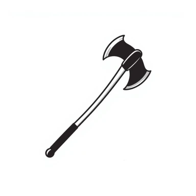 hand-drawn doodle of Fortnite pickaxe, simple black lines, playful twist sticker
