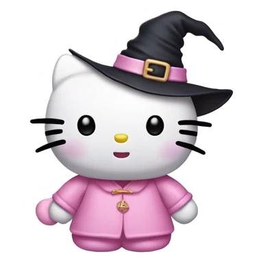 Hello kitty with witch pastel pink hat sticker