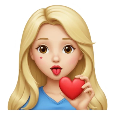 Long blonde hair girl blowing a kiss, a heart coming out of her mouth ￼ sticker