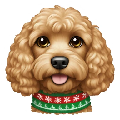 apricot colored cavapoo dog wearing a christmas sweater  sticker