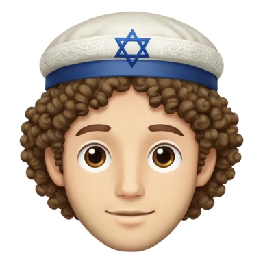 jewish man wearing the jewish people caps with the curly hair sticking out sticker
