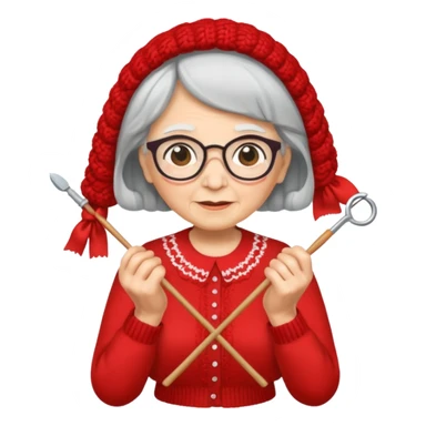 knitting grandma red blouse sticker