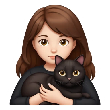 Brown-haired girl holding a fat black cat sticker