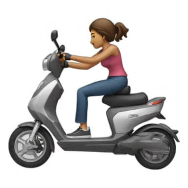 women punching electric scooter sticker