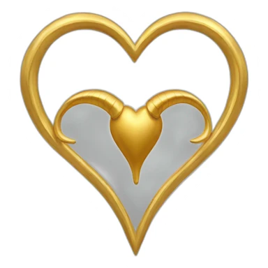 Gold heart frame with horns and tail sticker