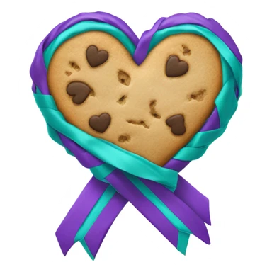Cookie heart with teal purple awareness ribbon sticker