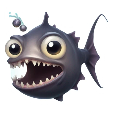 Anglerfish with glowing lure, sharp teeth, and big eyes. sticker