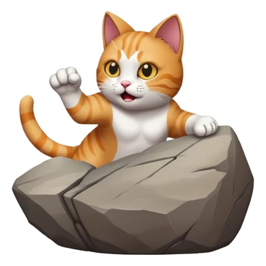 Cat punching rock sticker