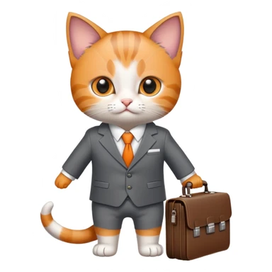 kitten in a suit holding a briefcase sticker
