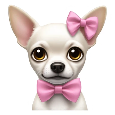white chihuahua with black ears with pink bow sticker