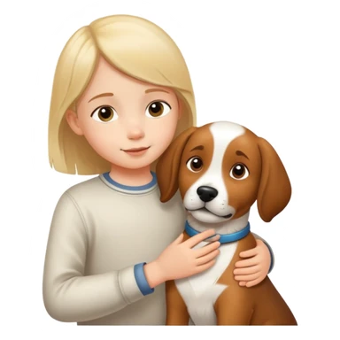 child gently petting a dog or cat, kind and friendly sticker