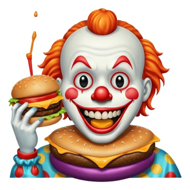 Art the clown from terriffer eating a burger sticker