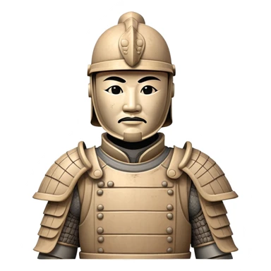 Ancient Chinese terracotta warrior statue with helmet and armor, archaeological artifact from China sticker